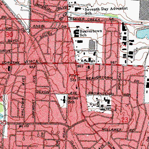Topographic Map of Beavertown Plaza Shopping Center, OH