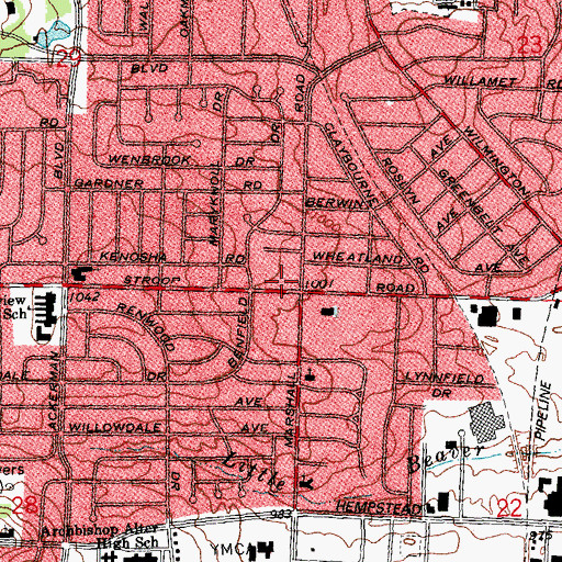 Topographic Map of Wenzler Shopping Center, OH