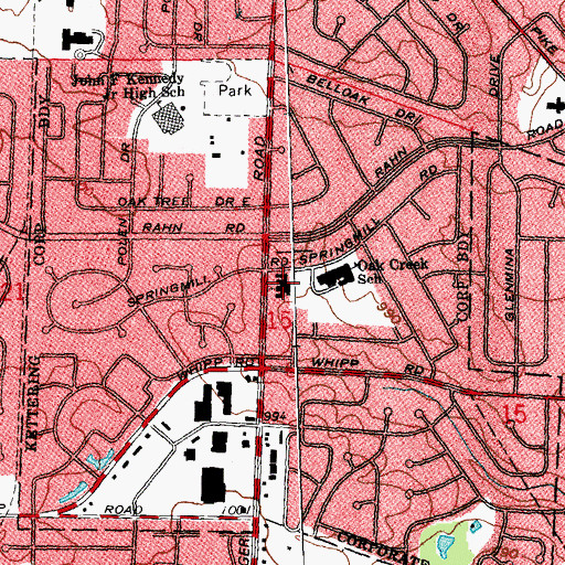 Topographic Map of Oak Creek United Church of Christ, OH