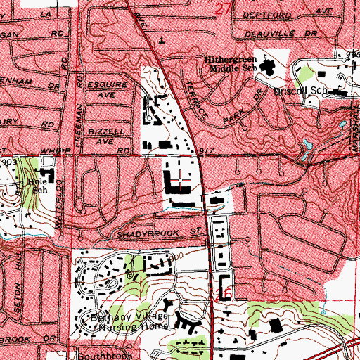 Topographic Map of Washington Square Shopping Center, OH