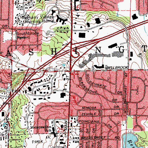 Topographic Map of Cross Pointe Centre Shopping Center, OH