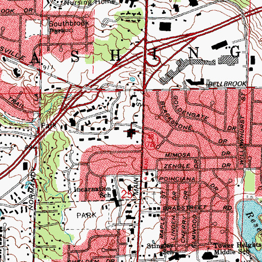 Topographic Map of Independence Square Shopping Center, OH