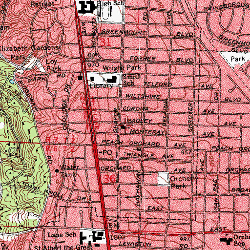 Topographic Map of Oakwood United Methodist Church, OH