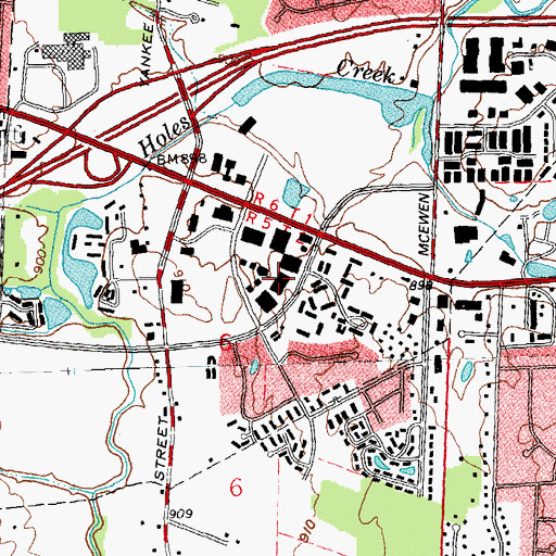 Topographic Map of Washington Park Shopping Center, OH
