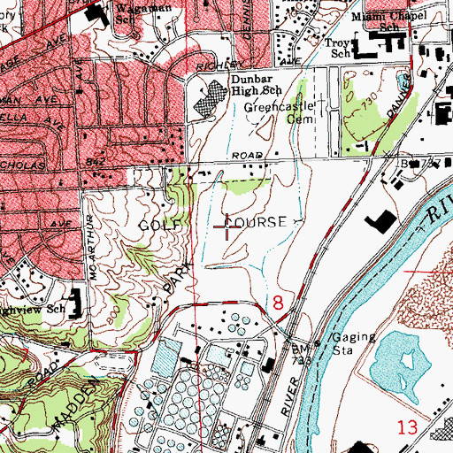 Topographic Map of Fairmont Golf Course, OH