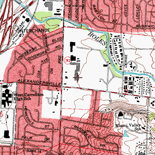 Topographic Map of Alex-Bell Plaza Shopping Center, OH