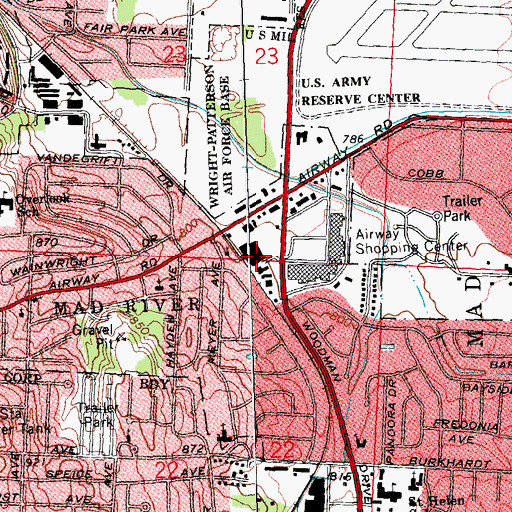 Topographic Map of Page Manor Shopping Center, OH