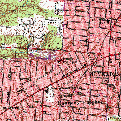 Topographic Map of Saint Theresa Home for the Aged, OH