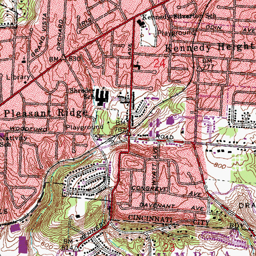 Topographic Map of Kennedy Station, OH