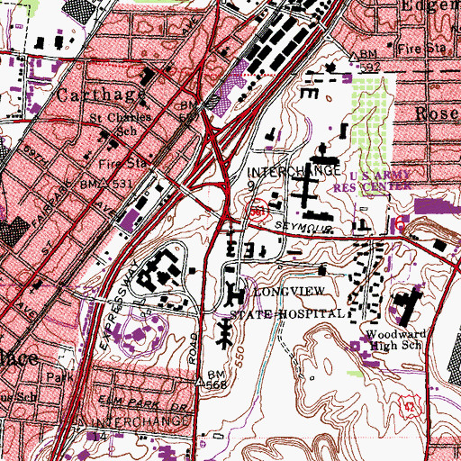 Topographic Map of Saint Dymphna Chapel, OH