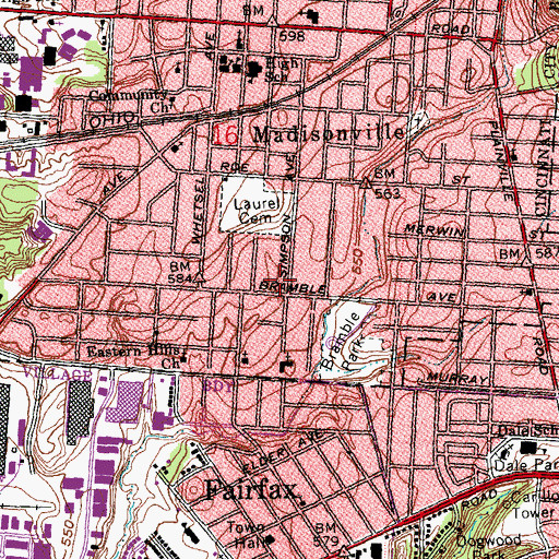 Topographic Map of Saint Margaret of Corona School, OH