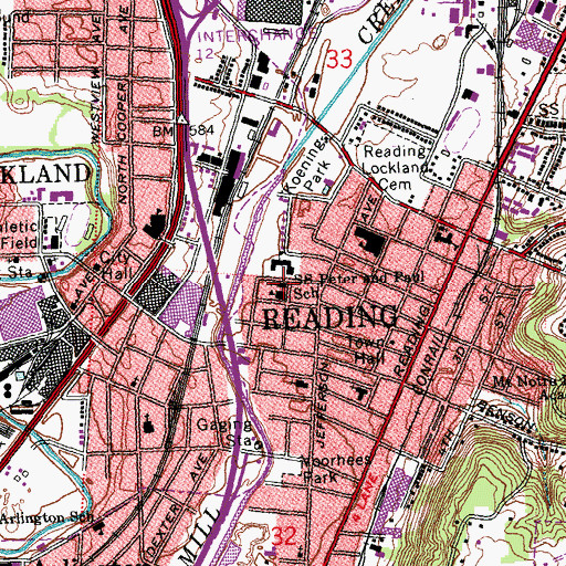Topographic Map of Saints Peter and Paul Catholic Church of Reading, OH