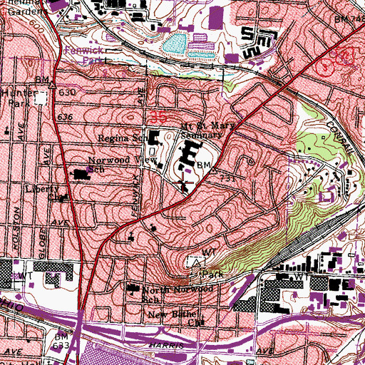 Topographic Map of Holy Trinity Church, OH