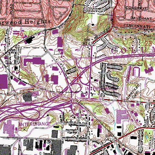 Topographic Map of Interchange 8, OH