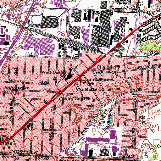 Topographic Map of Saint Cecilia Catholic Church, OH