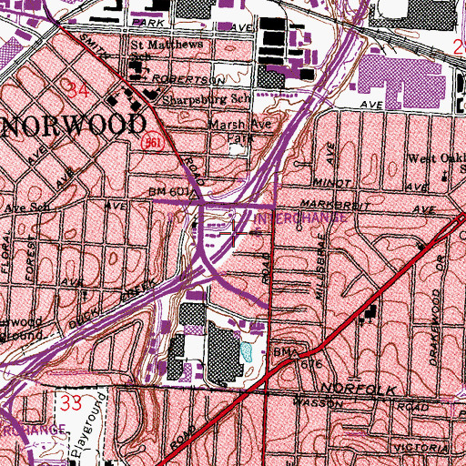 Topographic Map of Interchange 6, OH