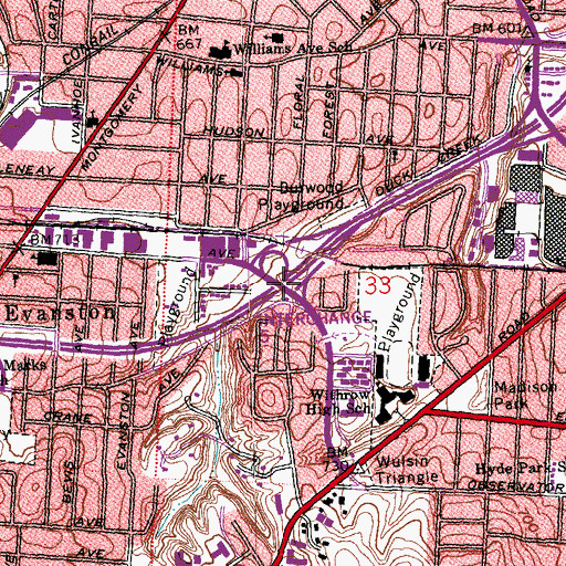 Topographic Map of Interchange 5, OH