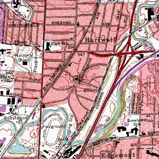 Topographic Map of Hartwell Presbyterian Church, OH