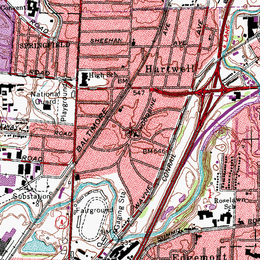 Topographic Map of Hartwell United Methodist Church, OH