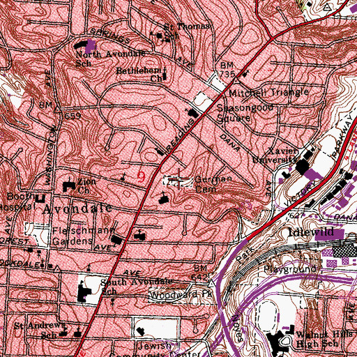 Topographic Map of German Cemetery, OH