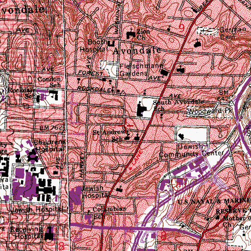 Topographic Map of Orthodox Jewish Home for the Aged, OH