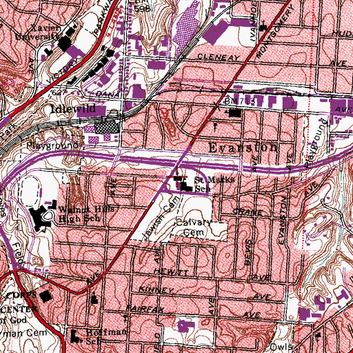 Topographic Map of Saint Marks Catholic Church, OH