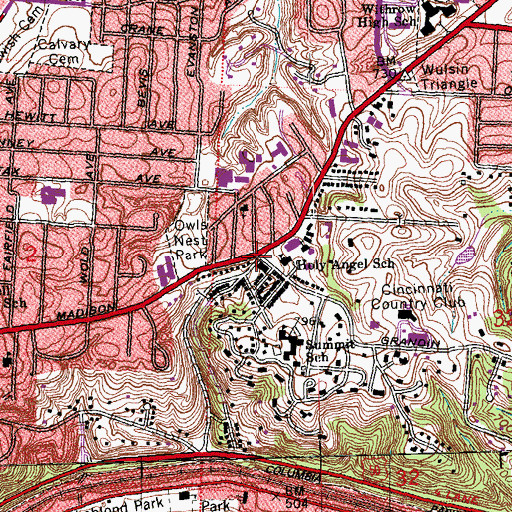 Topographic Map of O'Bryonsville, OH