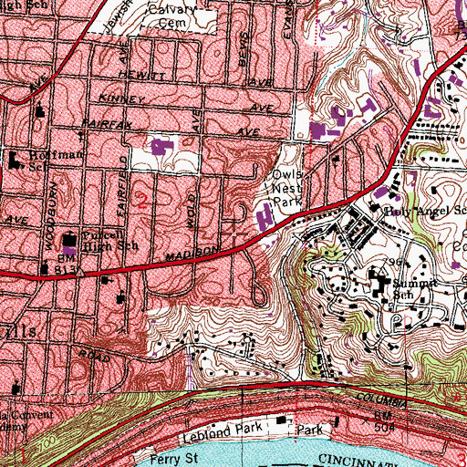 Topographic Map of Chapel of Perpetual Adoration, OH