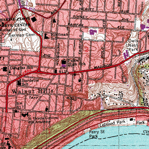 Topographic Map of Seventh Presbyterian Church, OH