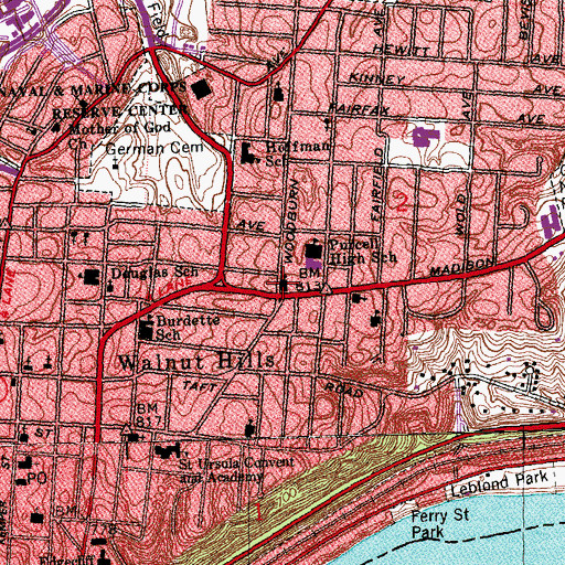 Topographic Map of Saint Francis De Sales Catholic Church, OH