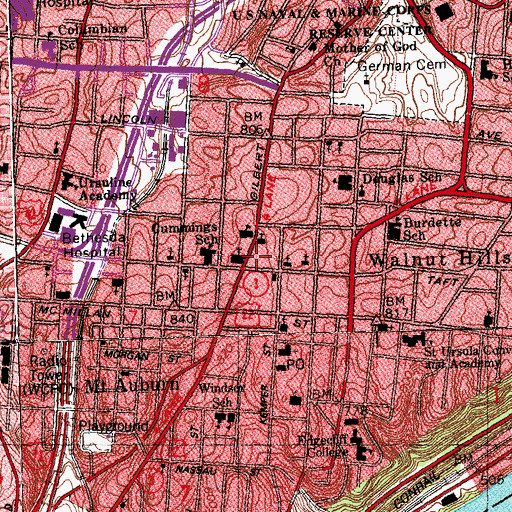 Topographic Map of Lane Seminary (historical), OH