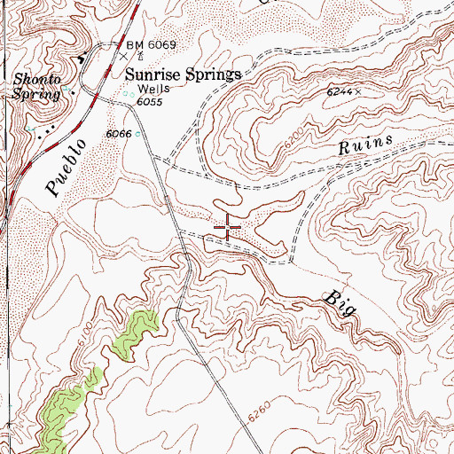 Topographic Map of Ruins Wash, AZ