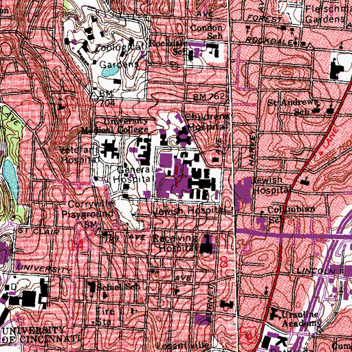 Topographic Map of University Hospital, OH