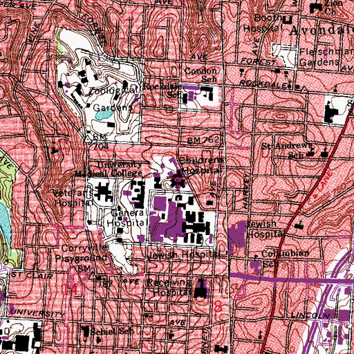 Topographic Map of Childrens Hospital, OH