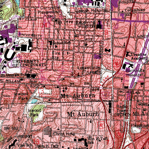 Topographic Map of Metropolitan College of Music (historical), OH