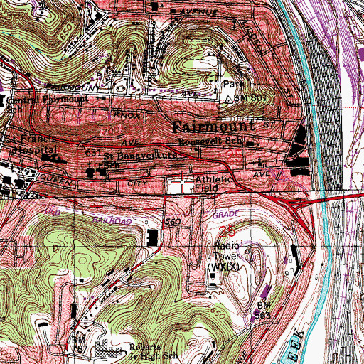 Topographic Map of South Fairmount Playground, OH