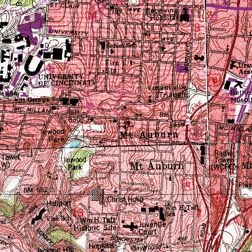Topographic Map of Holy Name Church, OH