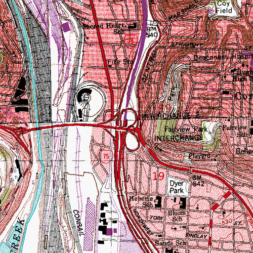 Topographic Map of Interchange 2, OH