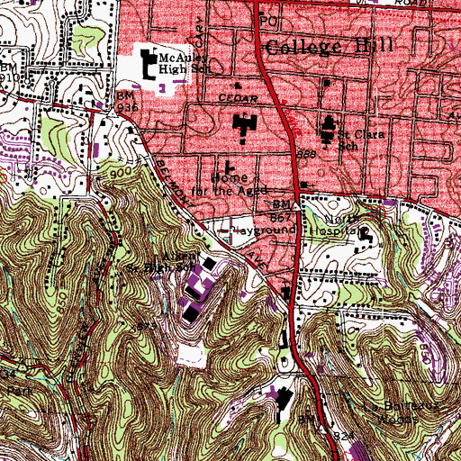 Topographic Map of College Hill Park, OH