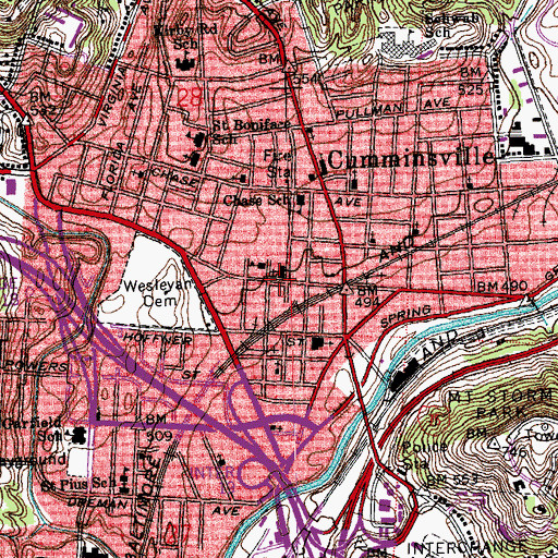 Topographic Map of Blue Rock Oval, OH