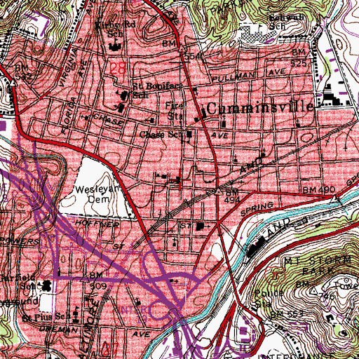 Topographic Map of Saint Patricks Church, OH
