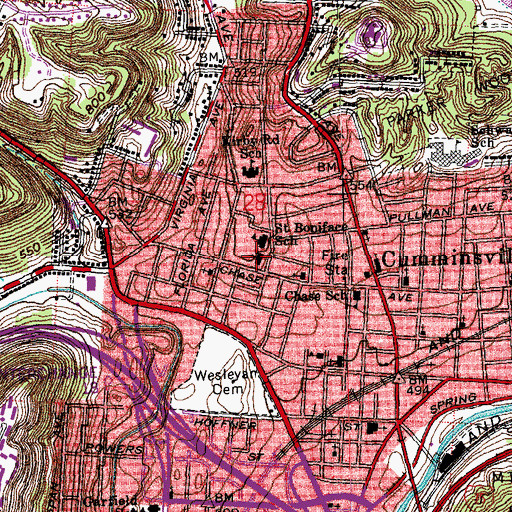 Topographic Map of Saint Boniface Church, OH