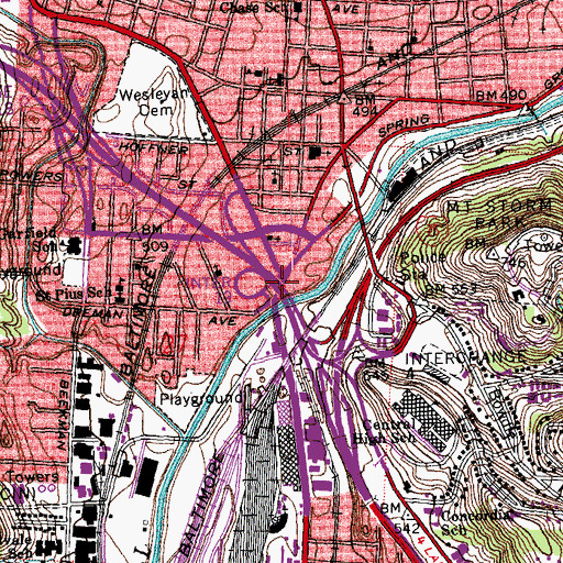 Topographic Map of Interchange 19, OH