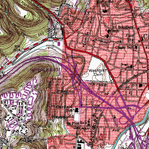 Topographic Map of Interchange 18, OH