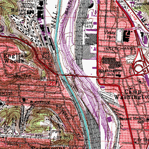 Topographic Map of Hopple Street Viaduct, OH