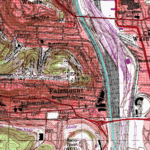 Topographic Map of Saint Clair Heights Park, OH