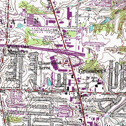 Topographic Map of Colerain Hills Shopping Center, OH