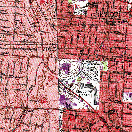 Topographic Map of Western Woods Mall Shopping Center, OH