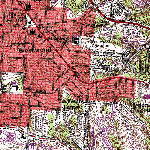 Topographic Map of Werk Place, OH