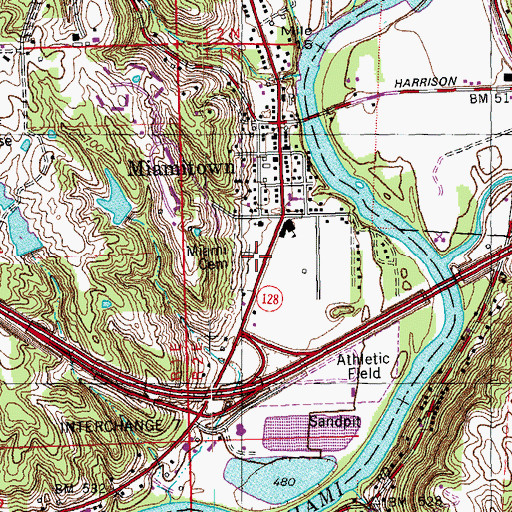 Topographic Map of Miami Cemetery, OH